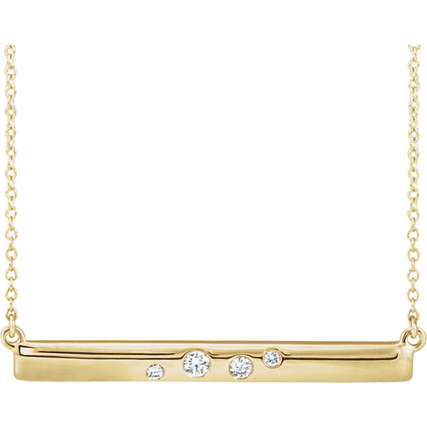 14k Gold and Diamond Bar Necklace