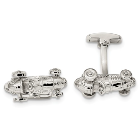 Sterling Silver Classic Race Car With Moveable Wheels Cufflinks