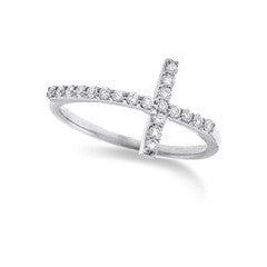 Large Diamond Side Cross Ring