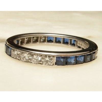 Tiffany & Co Platinum Eternity Band with Sapphires and Diamonds