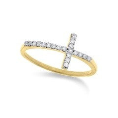 Small Diamond Side Cross Ring