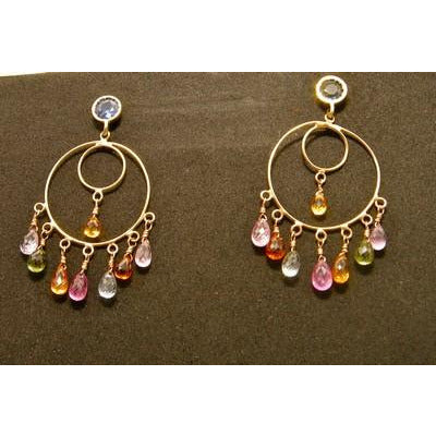18kt and Multi-Colored Sapphire Earrings