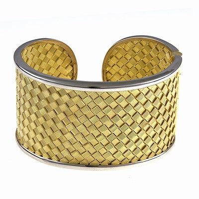 18kt Yellow Gold Basket Weave Cuff