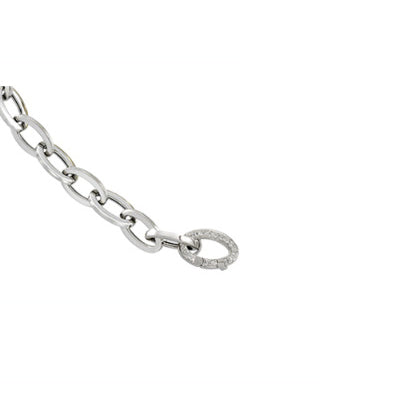 Oval Link Bracelet with Diamond Clasp